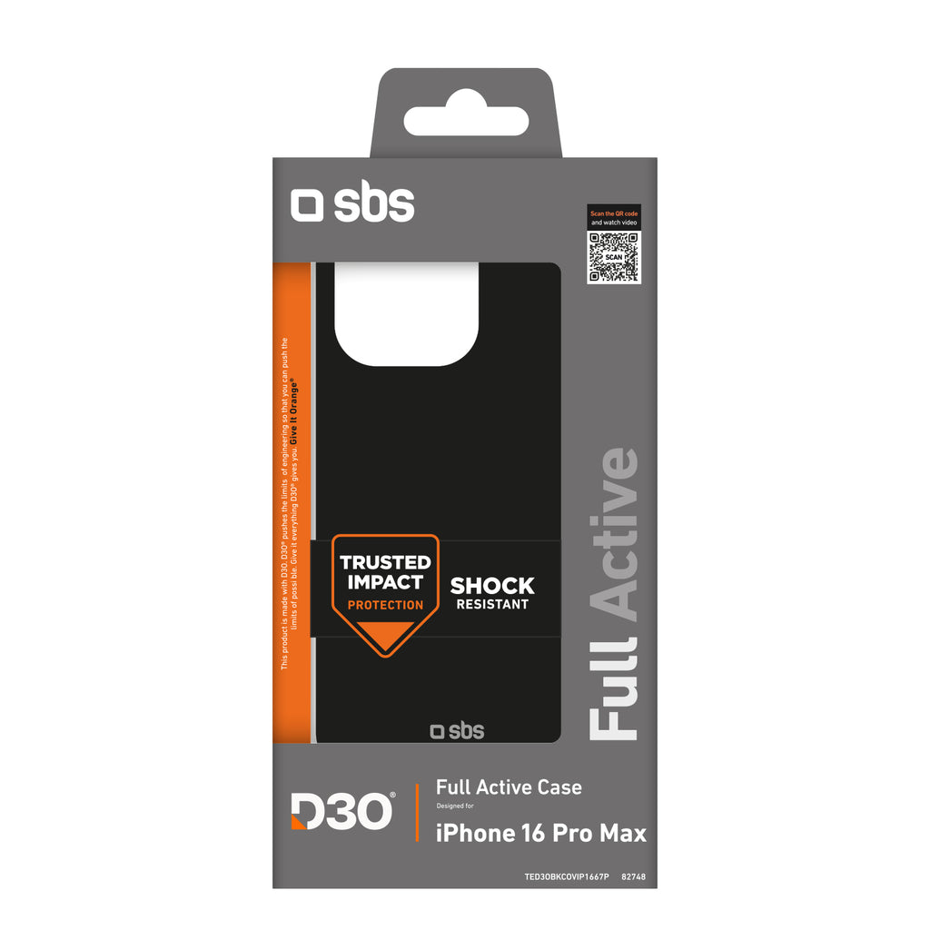 SBS D3O dėklas iPhone 16 Pro Max – juodas