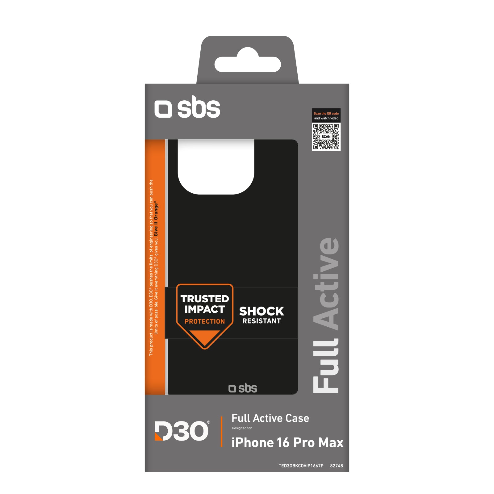 SBS D3O dėklas iPhone 16 Pro Max – juodas