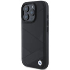 BMW Leather Crossing Lines dėklas iPhone 16 Pro – juodas
