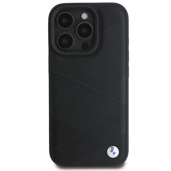 BMW Leather Crossing Lines dėklas iPhone 16 Pro – juodas