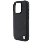 BMW Leather Crossing Lines dėklas iPhone 16 Pro – juodas