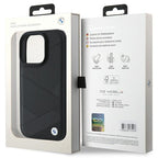 BMW Leather Crossing Lines dėklas iPhone 16 Pro – juodas