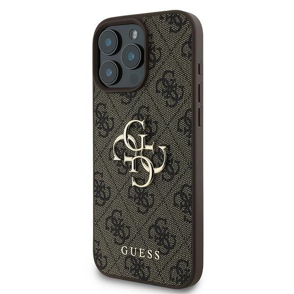 Guess 4G Didelis logotipo dėklas, skirtas iPhone 16 Pro – rudas
