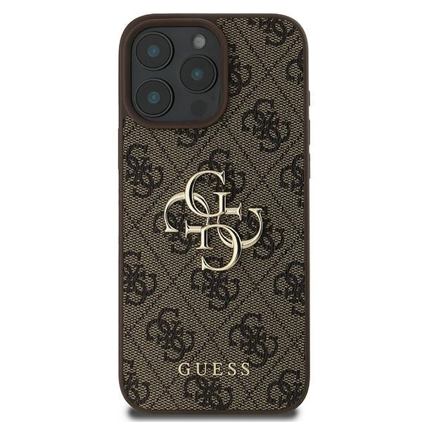 Guess 4G Didelis logotipo dėklas, skirtas iPhone 16 Pro – rudas