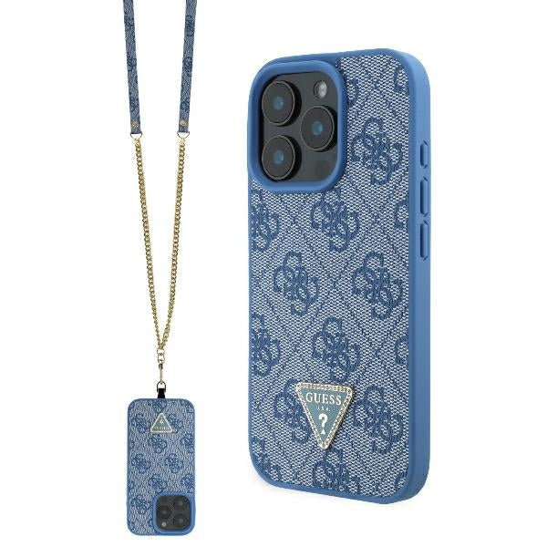 Guess Crossbody 4G dėklas iPhone 16 Pro – mėlynas