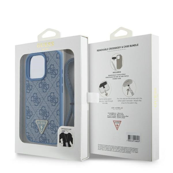 Guess Crossbody 4G dėklas iPhone 16 Pro – mėlynas