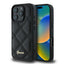 Guess dėklas iPhone 16 Pro – juodas, Quilted Metal Logo