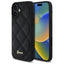 Guess Quilted Metal Logo dėklas iPhone 16 Plus – juodas