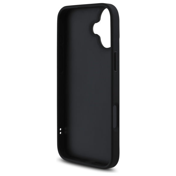 Guess Quilted Metal Logo dėklas iPhone 16 Plus – juodas