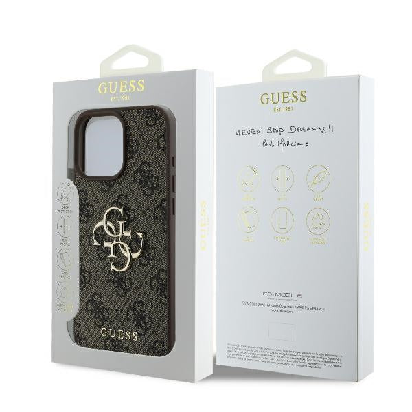 Guess 4G Big Logo dėklas iPhone 16 Pro Max – rudas -- iPhone 16 Pro Max