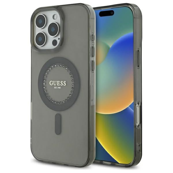 Guess MagSafe dėklas iPhone 16 Pro – juodas