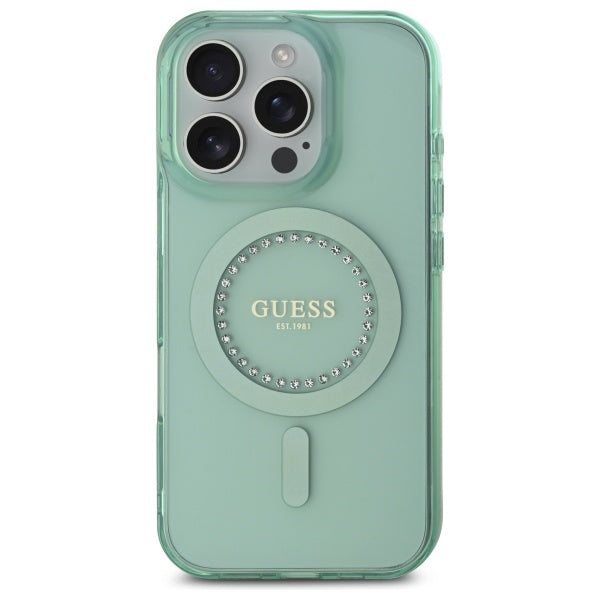 Guess MagSafe dėklas iPhone 16 Pro 6,3" – žalias