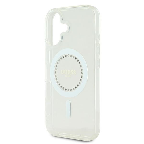 Guess MagSafe dėklas iPhone 16 Plus – baltas, su kristalais