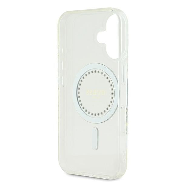 Guess MagSafe dėklas iPhone 16 Plus – baltas, su kristalais