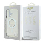 Guess MagSafe dėklas iPhone 16 Plus – baltas, su kristalais