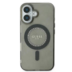 Guess IML Rhinestones MagSafe dėklas iPhone 16 Plus – juodas