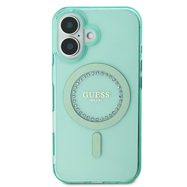 Guess MagSafe dėklas iPhone 16 Plus – žalias