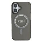 Guess MagSafe dėklas iPhone 16 – juodas, IML Glitter Circle
