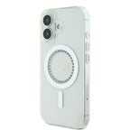 Guess MagSafe dėklas iPhone 16 – baltas, su cirkoniais