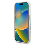 Guess MagSafe dėklas iPhone 16 – baltas, su cirkoniais