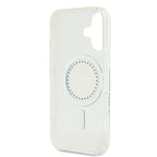 Guess MagSafe dėklas iPhone 16 – baltas, su cirkoniais