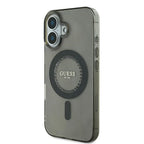 Guess MagSafe dėklas iPhone 16 – juodas su cyrkoniais