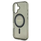 Guess MagSafe dėklas iPhone 16 – juodas su cyrkoniais