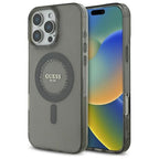 Guess MagSafe dėklas iPhone 16 Pro Max – juodas, su cyrkoniais