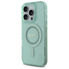 Guess MagSafe dėklas iPhone 16 Pro Max – žalias