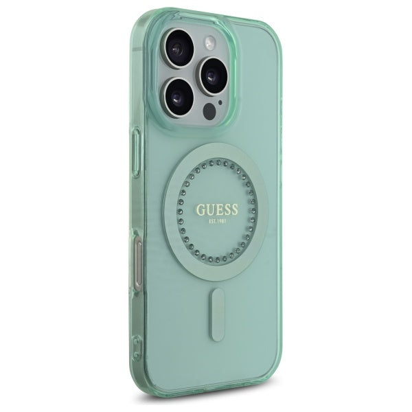 Guess MagSafe dėklas iPhone 16 Pro Max – žalias
