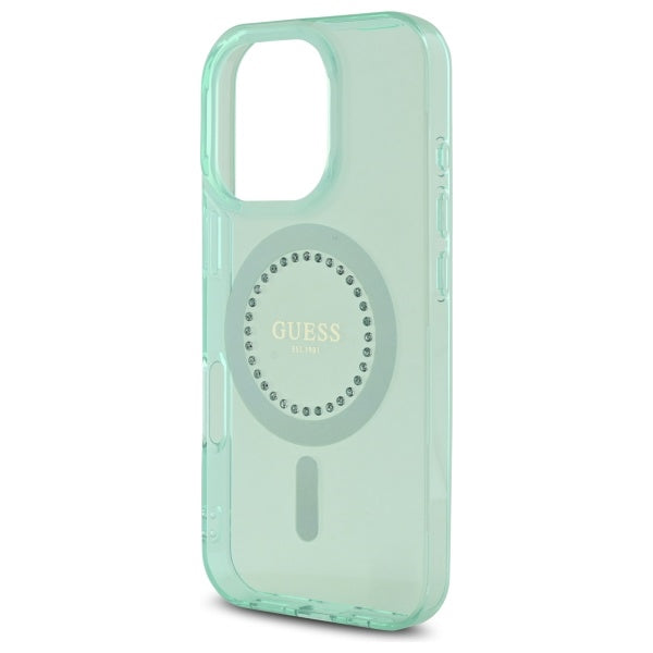 Guess MagSafe dėklas iPhone 16 Pro Max – žalias