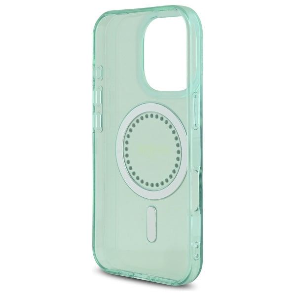 Guess MagSafe dėklas iPhone 16 Pro Max – žalias