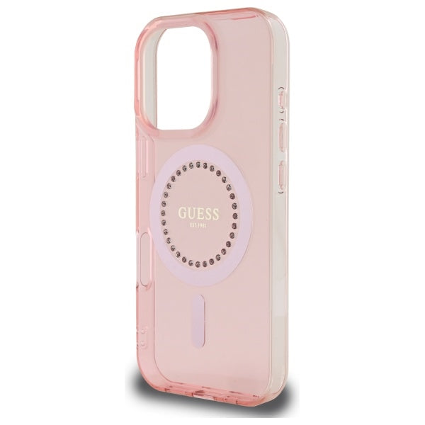 Guess IML Kalnų krištolas MagSafe iPhone 16 Pro Max Case – rožinis