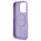Guess Saffiano MagSafe dėklas iPhone 16 Pro Max – violetinis