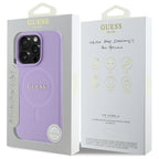 Guess Saffiano MagSafe dėklas iPhone 16 Pro Max – violetinis