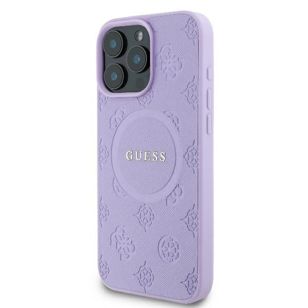 Guess MagSafe dėklas iPhone 16 Pro Max – violetinis