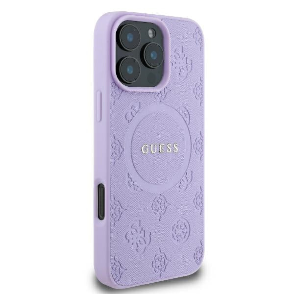 Guess MagSafe dėklas iPhone 16 Pro Max – violetinis
