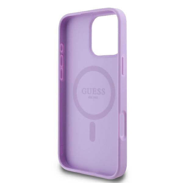 Guess MagSafe dėklas iPhone 16 Pro Max – violetinis