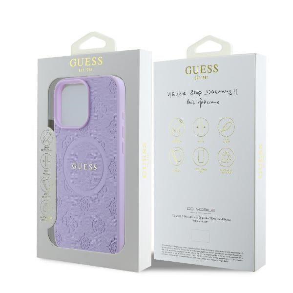 Guess MagSafe dėklas iPhone 16 Pro Max – violetinis