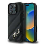 Karl Lagerfeld dygsniuotas dėklas iPhone 16 Pro – juodas