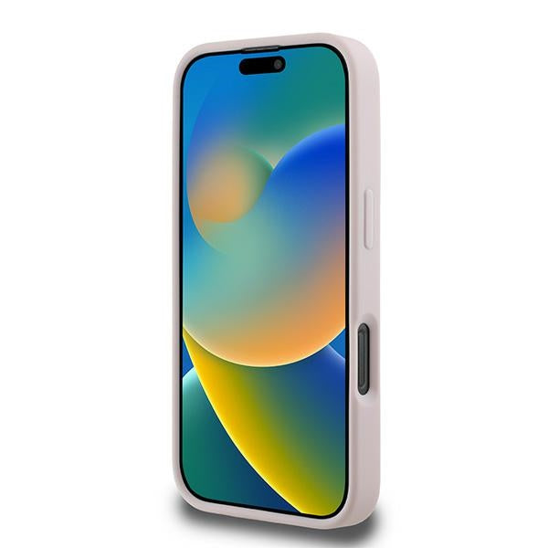 Karl Lagerfeld dygsniuotas dėklas iPhone 16 Pro Max – rožinis
