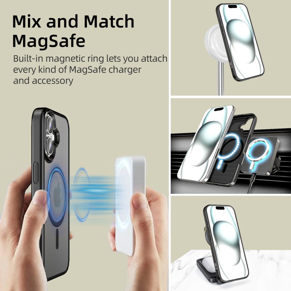 Tech-Protect MagMat MagSafe dėklas iPhone 16 – juodas -- iPhone 16