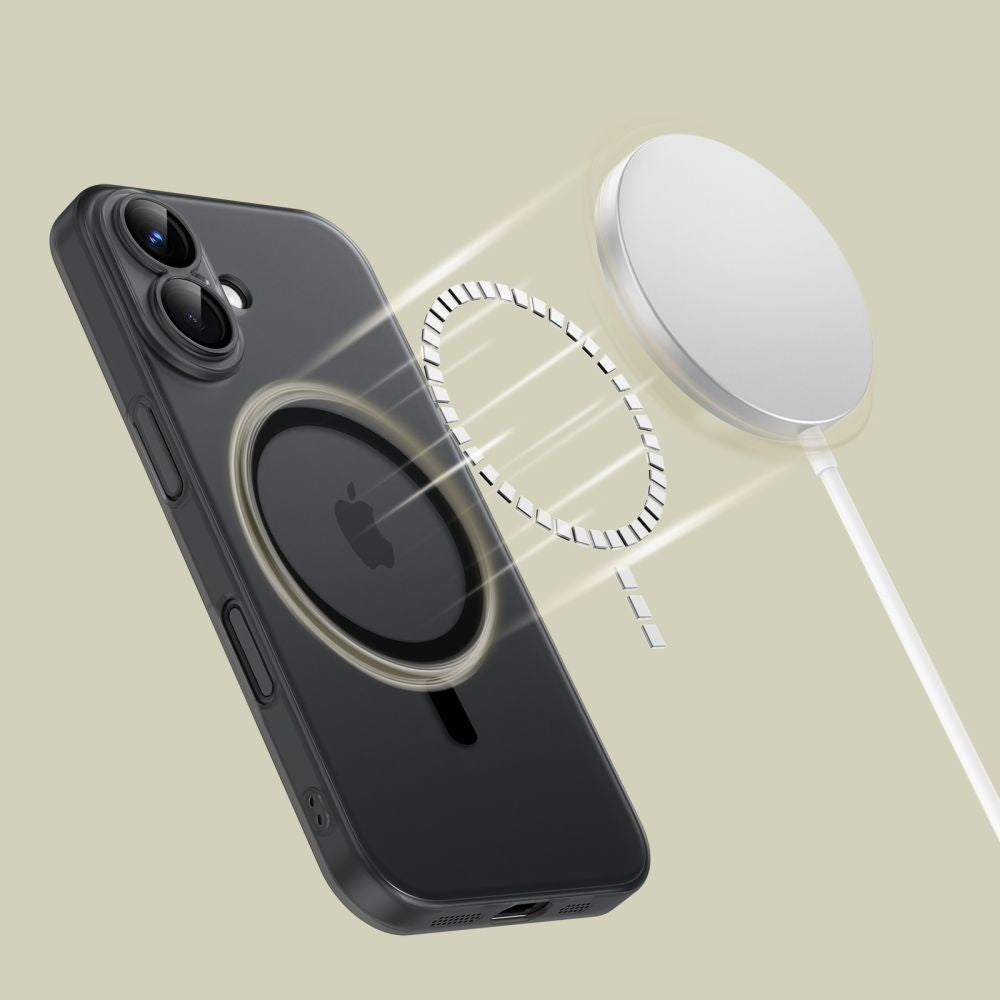 Tech-Protect MagSlim MagSafe dėklas iPhone 16 – juodas -- iPhone 16