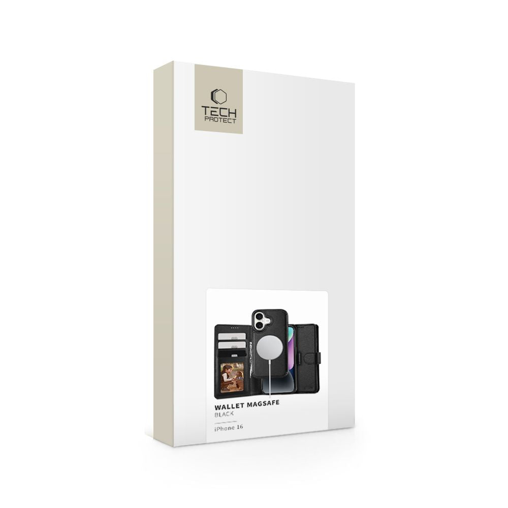 Tech-Protect Wallet MagSafe dėklas iPhone 16 – juodas -- iPhone 16