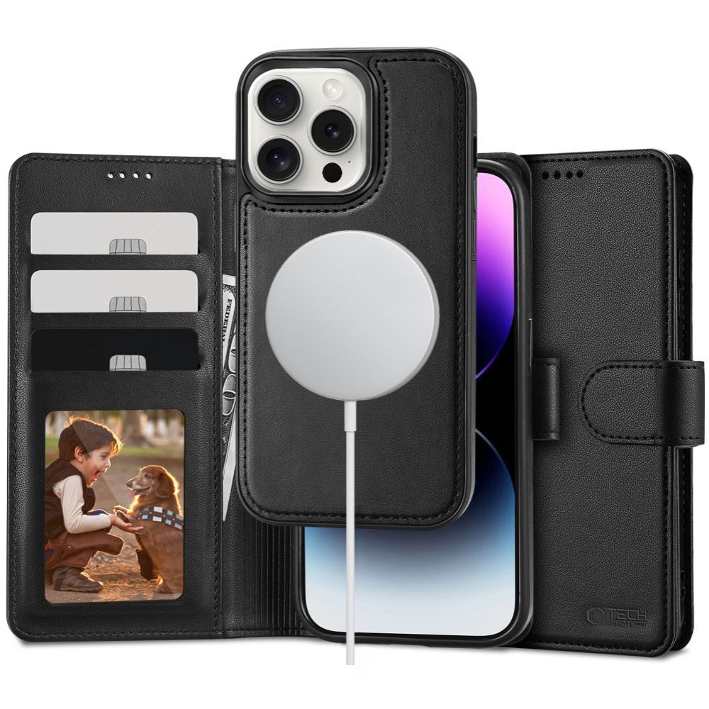 Tech-Protect Wallet MagSafe dėklas su pinigine iPhone 16 Pro – juodas -- iPhone 16 Pro