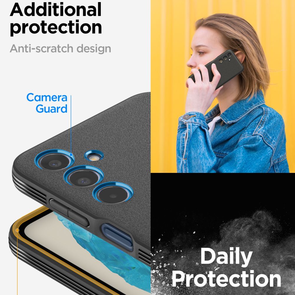 Spigen Essential SandBlast dėklas Galaxy M35 5G – juodas -- Samsung Galaxy M35 5G