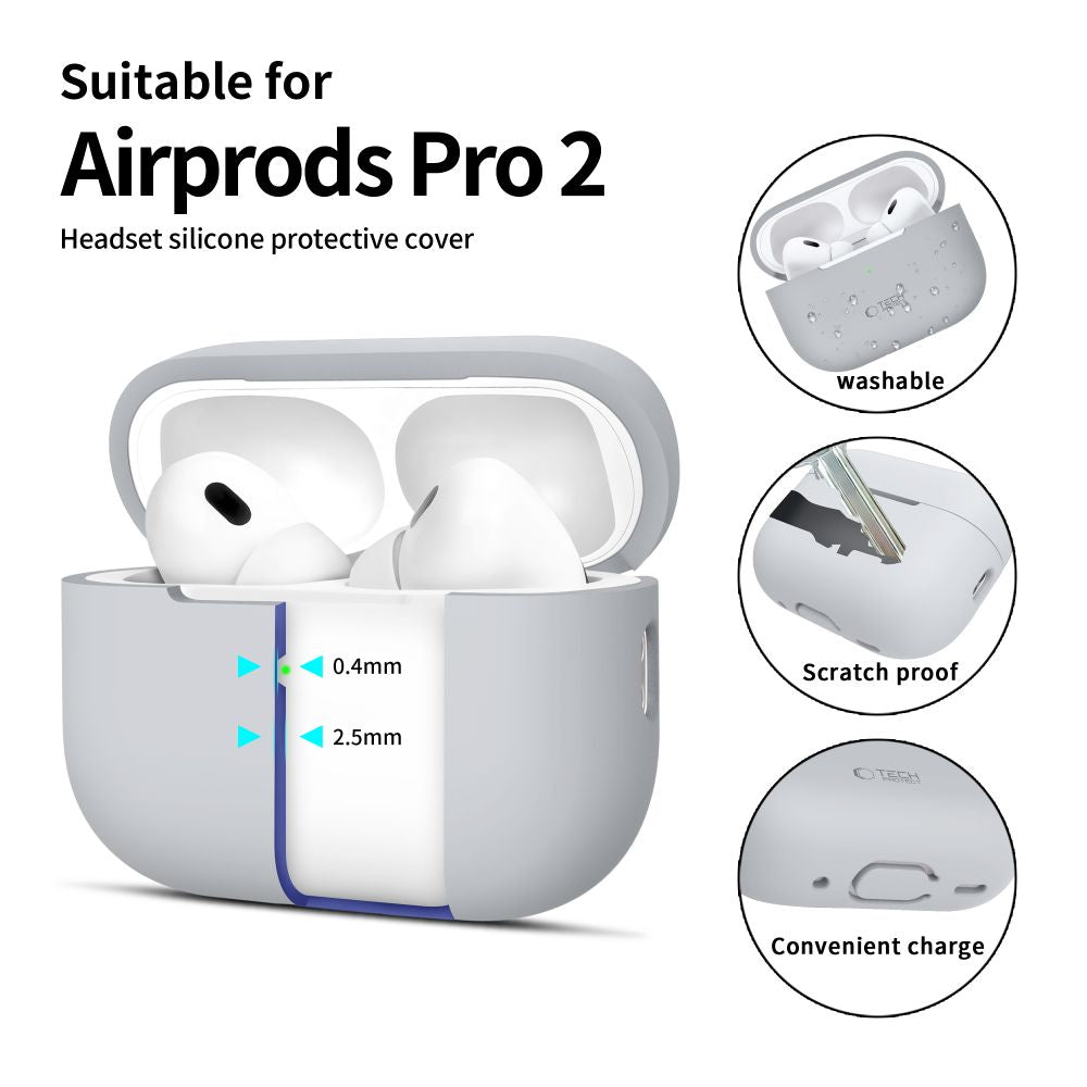 Tech-Protect silikoninis dėklas AirPods Pro 1/2 – pilkas -- AirPods Pro 1