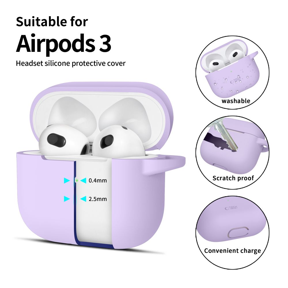 Tech-Protect silikoninis dėklas AirPods 3 – violetinis -- AirPods 3