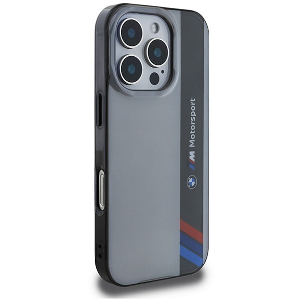 BMW Motorsport dėklas iPhone 16 Pro – pilkas