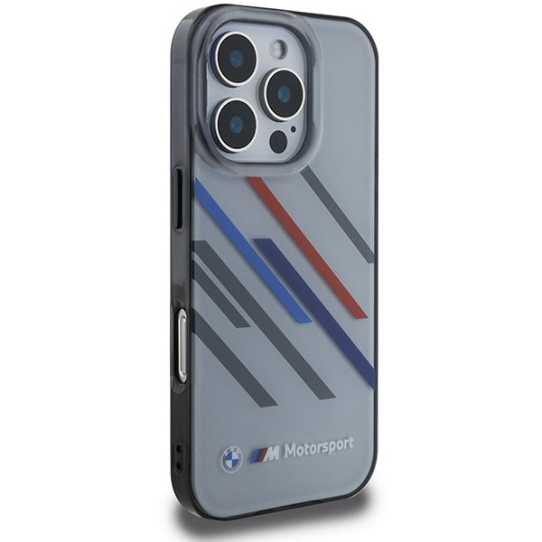 BMW Motorsport dėklas iPhone 16 Pro – pilkas